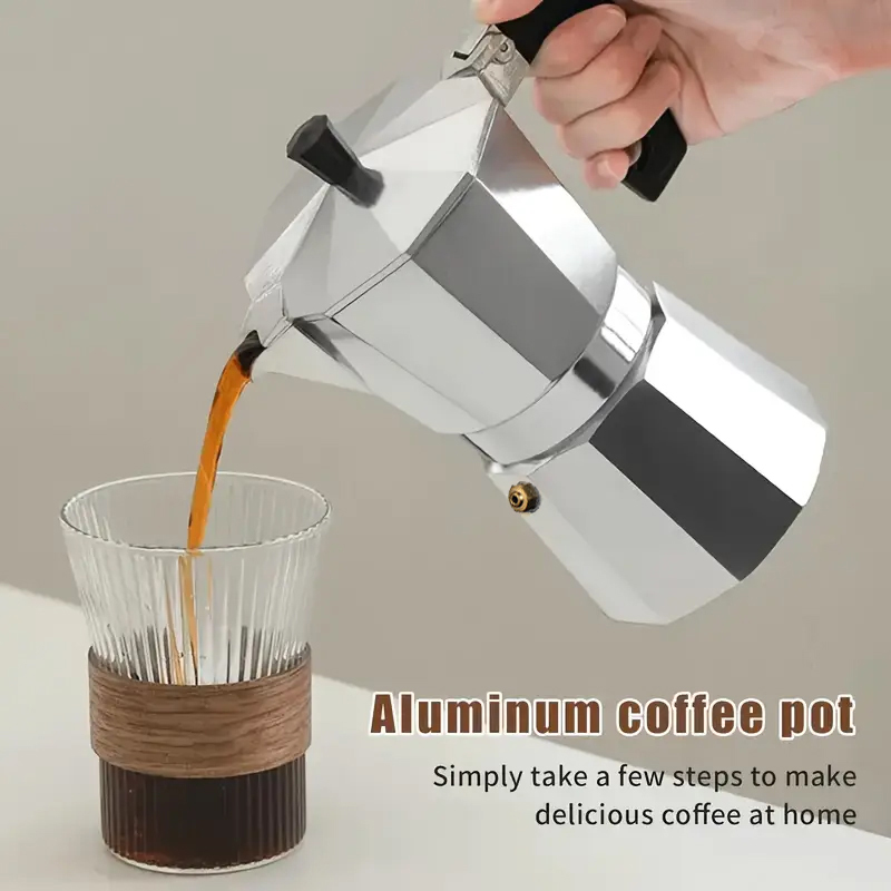 Outdoor Coffee Equipment - Klassischer Aluminium-Moka-Kocher 50-300ML Haushalts-Espressomaschine für Herdplatten,