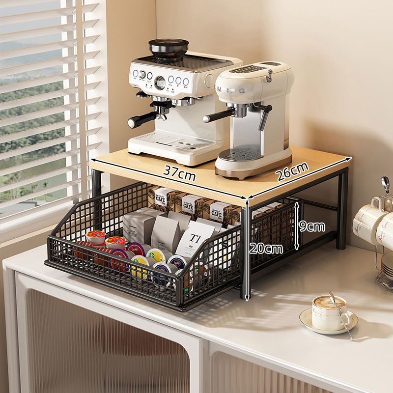 Coffee Equipment Bag - Kaffeemaschinen-Aufbewahrungsregal mit Ausziehschublade, Organizer aus Eisen